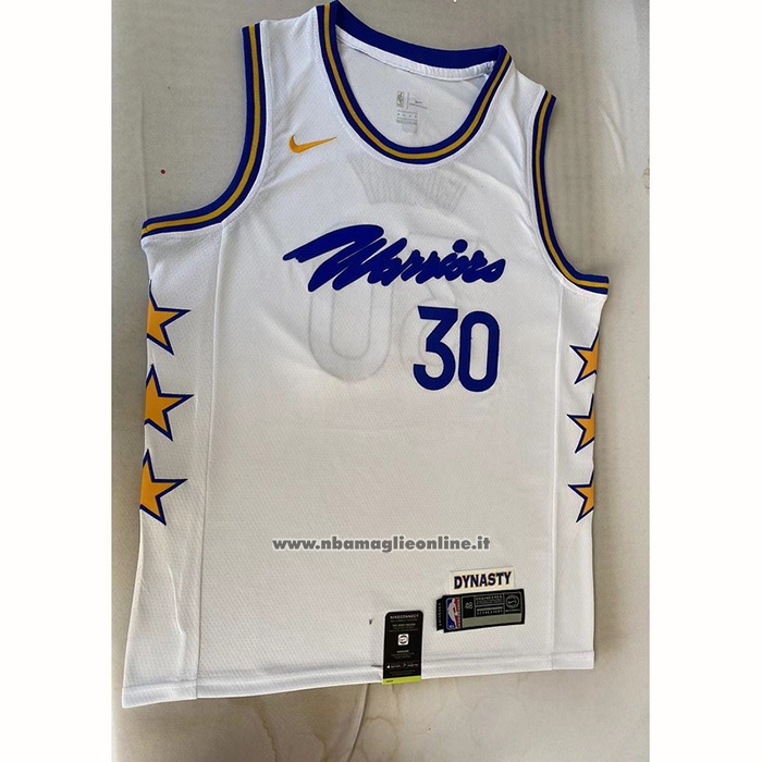 Maglia Golden State Warriors Stephen Curry #30 Champs Whitestars 2022-23 Bianco